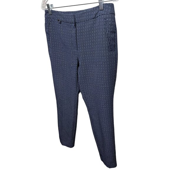 Adrianna Papell Blue White Geometric Straight Leg Work Pants Size 6 - Picture 8 of 8